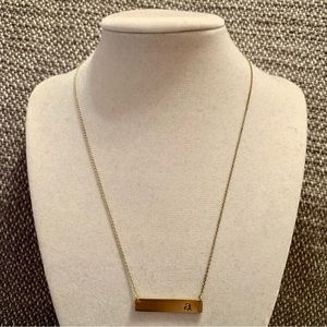 Gold Tone Initial Letter “A” Minimal Bar Necklace